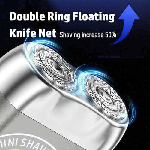 Mini Electric Shaver, 2025 New Upgrade Pocket Dual-Head Electric Shaver, Travel Portable Beard Trimmer for Men, Waterproof Mini Razor, USB C Rechargeable (Silver)
