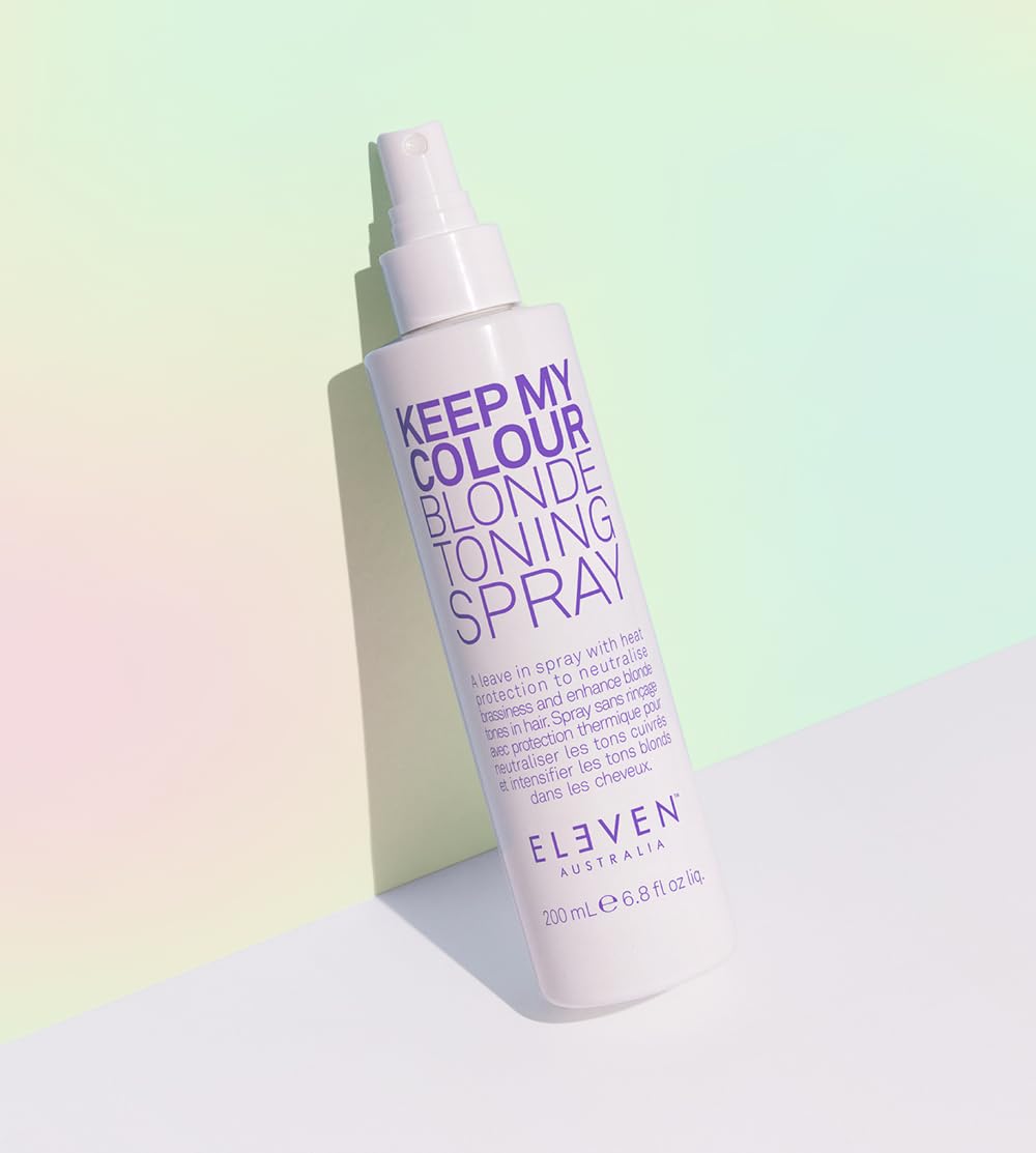 ELEVEN AUSTRALIA Keep My Colour Blonde Leave In Toning Spray - Purple Toner Hair Spray for Silver & Light Blonde Hair, Enhances Color for Brassy, Yellow Tones, Adds Shine, For Men & Women - 6.8 fl oz