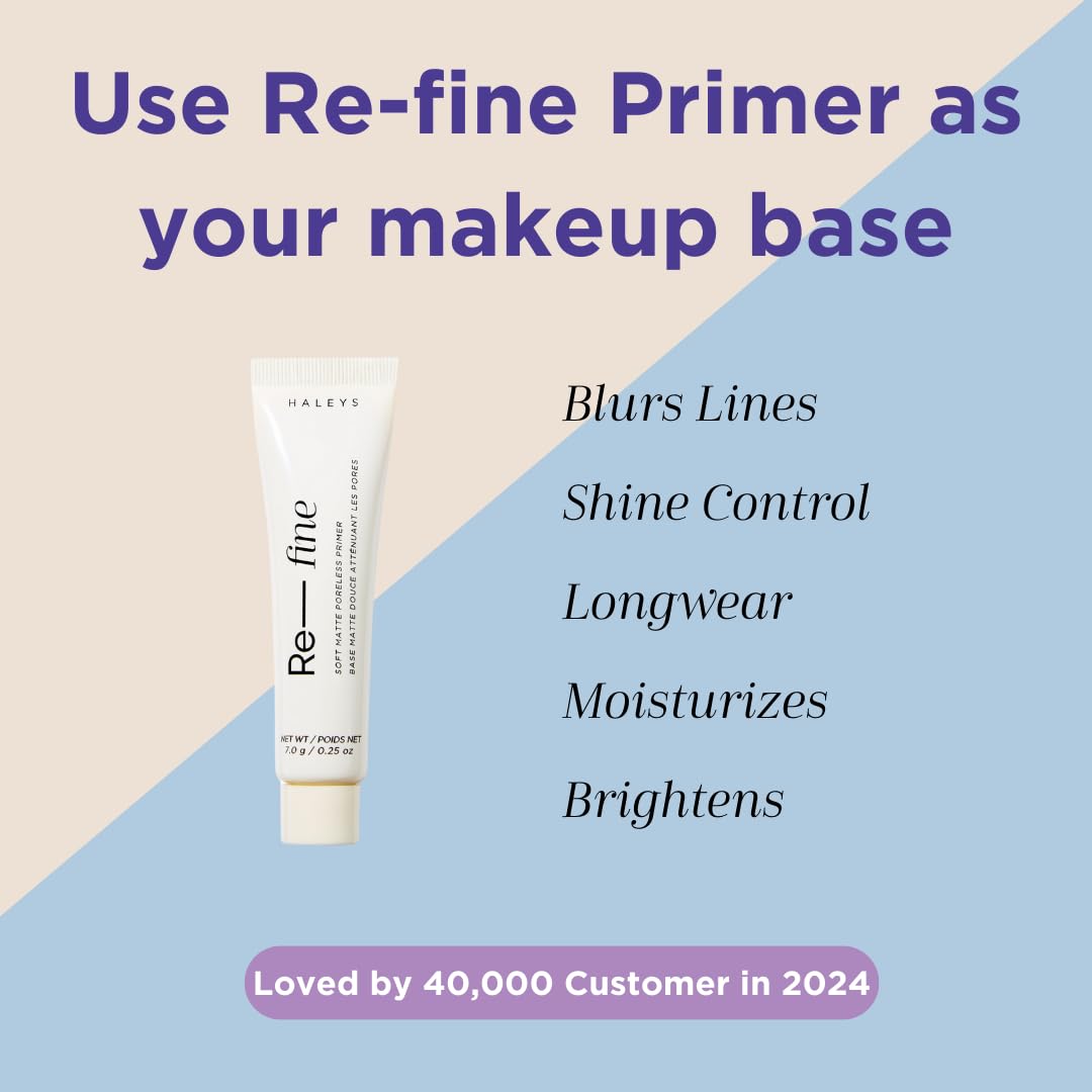 HALEYS Re-wind Blurring Full Coverage Concealer (Fair/Light-Neutral)+Re-fine Primer 0.25oz, Brighten, Reduce redness, dark circles, fine lines, Non-Caking, Longwear, Nourish, Soft-Matte Finish, Vegan
