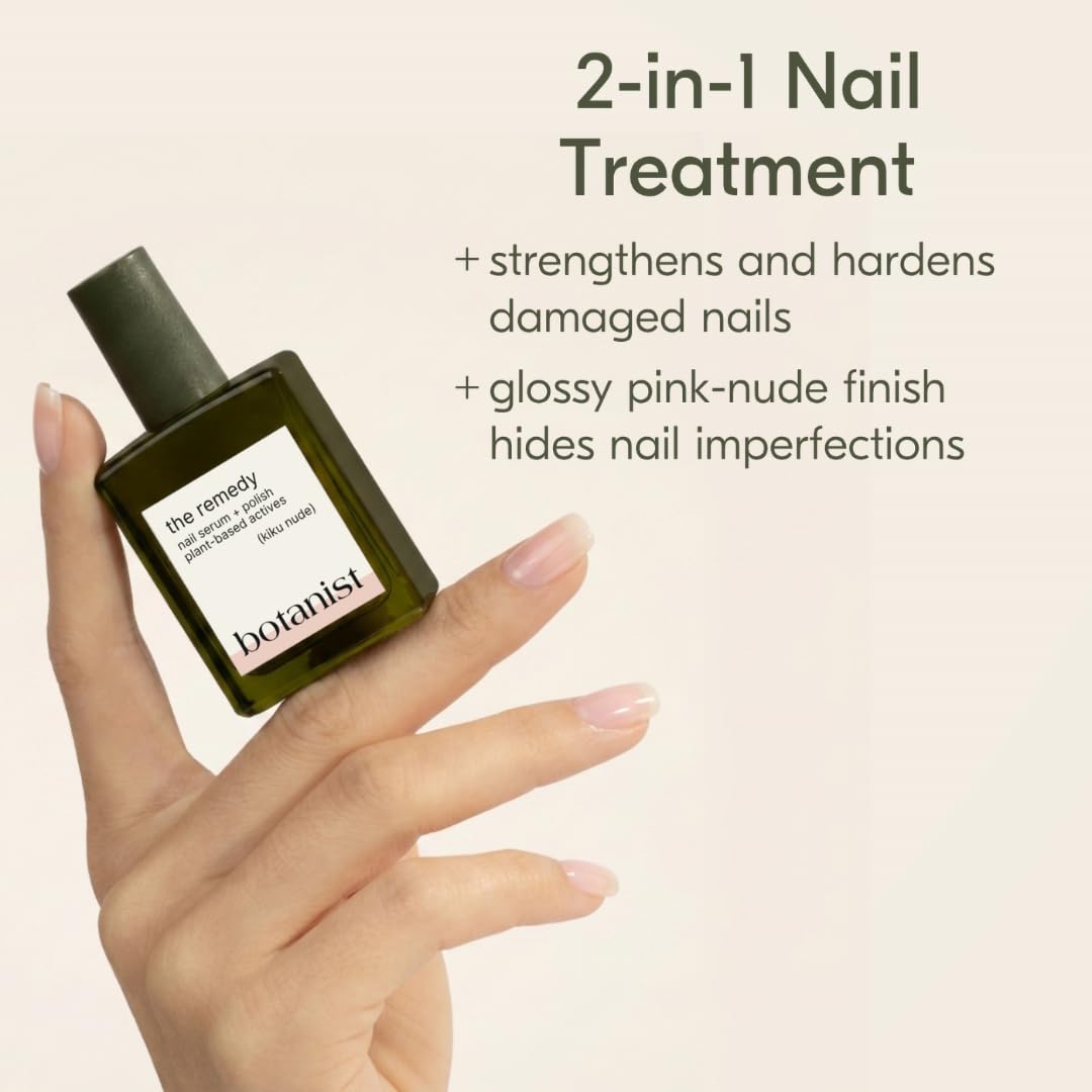 Botanist The Remedy Nail Strengthening Polish - Non-Toxic, Vegan Formula for Damaged Nails | 84% Plant-Based (Nude)