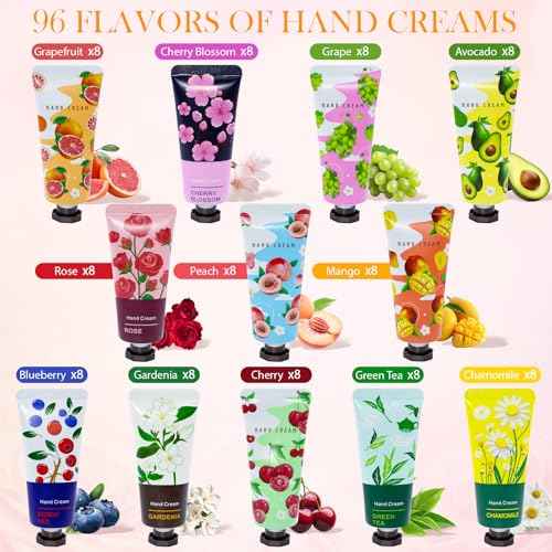 96 Pack Hand Cream for Women, Mini Hand Lotion Travel Size for Dry Cracked Care, Natural Plant Fragrance Moisturizer Present Set for Mother, Teacher Appreciation and Bridesmaid Present
