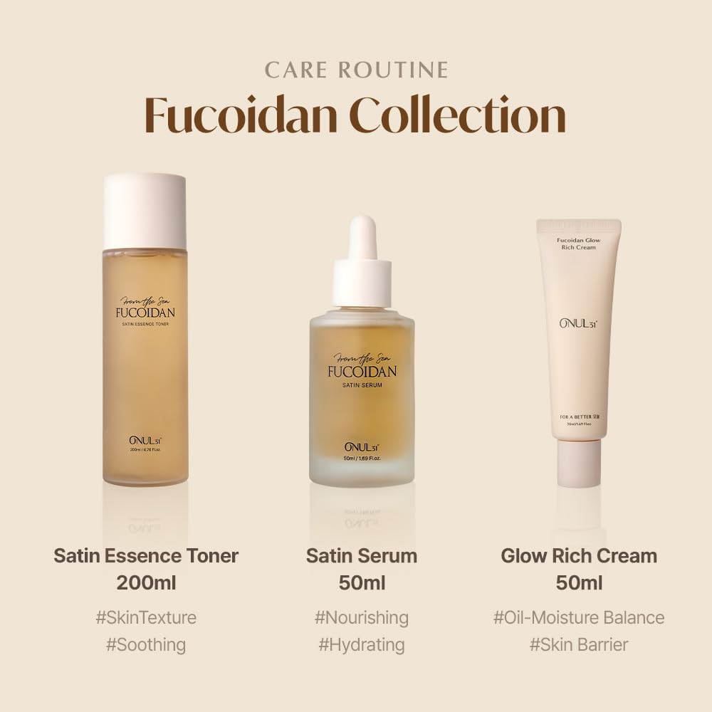 ONUL31° Fucoidan Satin Essence Toner - Korean Facial Toner with 4% Hawaiian Sea Water & Niacinamide, Alcohol Free, Hydrating, Soothing, Gentle 6.76fl.oz.