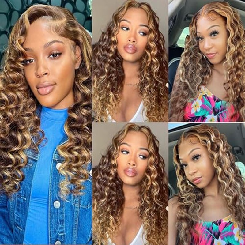 P4/27 Highlight Blonde Bundles Human Hair Loose Wave Bundles 34 34 34 Inch Human Hair Weave 3 Bundle Unprocessed Brazilian Virgin Hair Brown Loose Deep Wave Human Hair Extensions 50 Grams/Bundle
