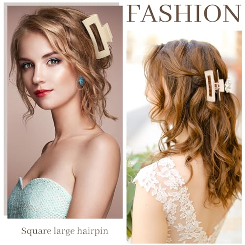 Yunlly 48 Pcs 4.1 Inch Claw Clips Bulk Large Rectangle Square Hair Claw Clips Nonslip Thick Long Hair Strong Hold Jaw for Women Girl Accessories(Multicolor)