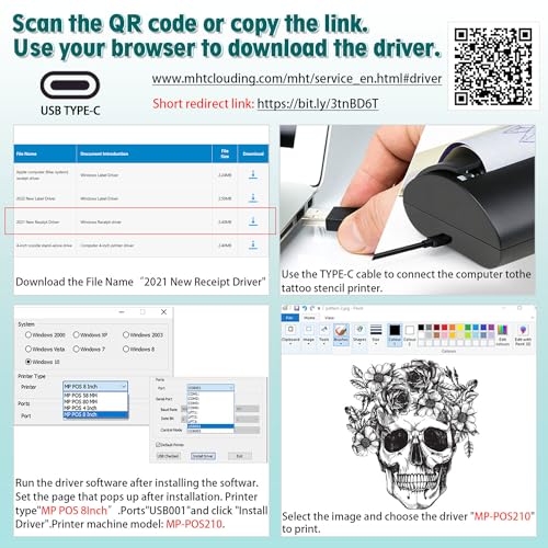 Wireless Tattoo Transfer Stencil Printer, with Storage Case and 10Pcs Transfer Paper, Portable Tattoo Transfer Thermal Copier Machine, Compatible for iOS£¦Android Phone, iPad£¦PC