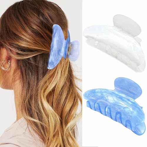 BARTOSI Acrylic Claw Clips Cute Hair Clips Medium Hair Claw Clip Hair Accessories for Women and Girls (Pack of 2)