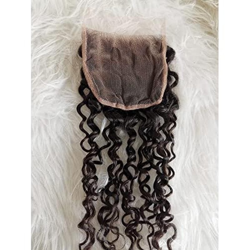 Clytie 4x4 Raw Indian Curly One Donor Human Hair Lace Closure Medium Brown Lace Cuticle Aligned Unprocessed Remy Virgin Hair Pre plucked Hairline (4x4 12" closure)