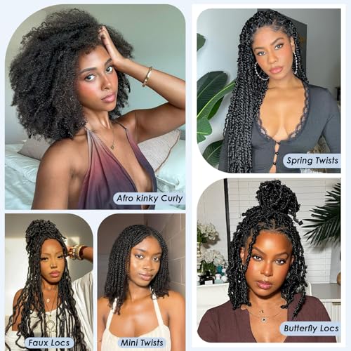 Afro Kinkys Bulk Human Hair,14 Inch 50g/Pack Afro Kinky-Curly Human Hair Bulk for Mini Twist, 4C Bulk Human Braiding Hair For Micro,Crochet,Repair, Dreadlocks,Locs Extensions