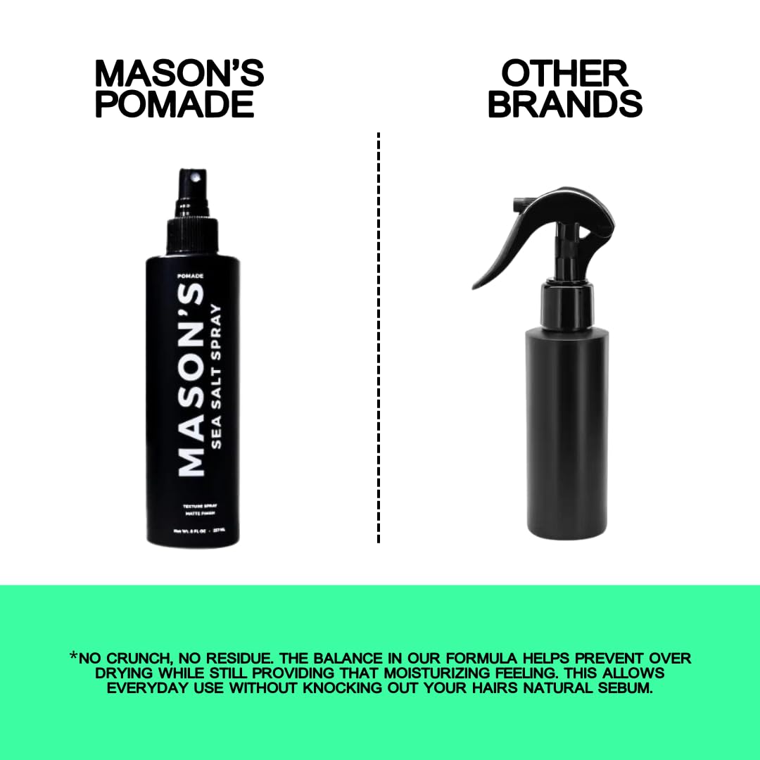 Mason’s Pomade Sea Salt Spray for Men and Women - Texturizing Hair Spray with Aloe & Argan Oil - Lightweight, Non-Sticky for Beach Waves, Volume & Texture - Mountain Rain Scent Hair Care - 8 oz