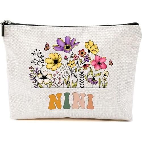 Nini Wildflowers Gifts For Mother's Day Makeup Bags - Nini Flower Gift Bags - Mom Birthday Gifts - Travel Cosmetic Bag For Birthday
