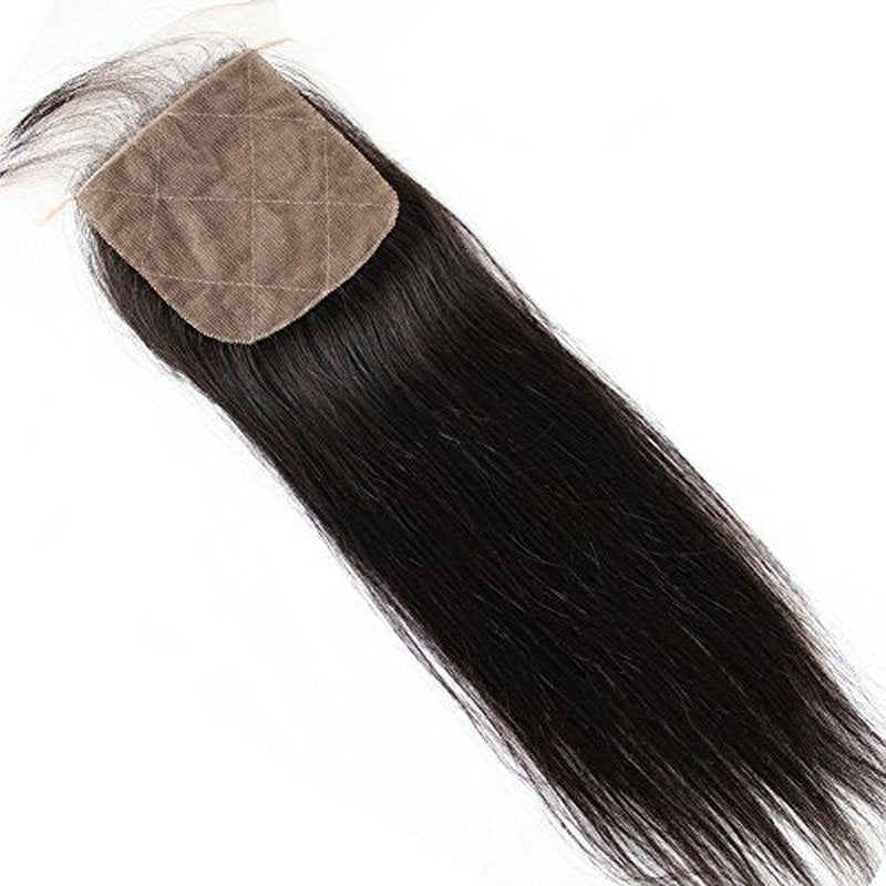 Bella Hair Free Part Silk Base Closure Straight, 130% Density Natural Color Remy Virgin Human Hair 4x4inch Top Closure (16inch)