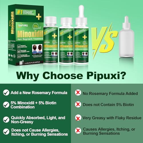 5% Minoxidil for Men, 3PCS Minoxidil for Women Hair Growth Products, Extra Strength Minoxidil Topical Hair Loss Regrowth Treatment Serum with Rosemary & Biotin, Upgraded formula light & Non-Greasy