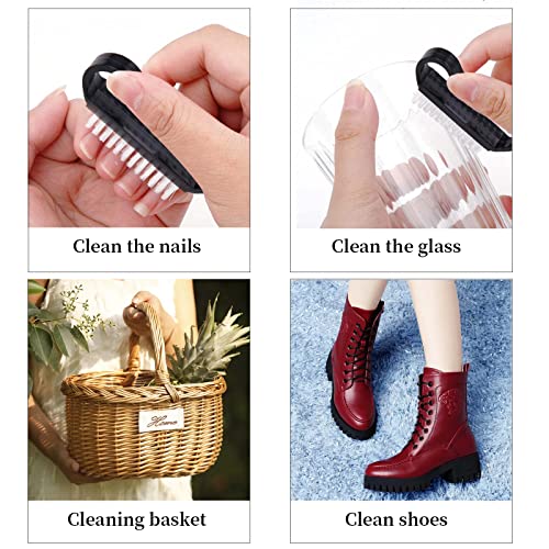 Nail Cleaning Brush- 20 Pcs Home Plastic Nail Brushes with Black Handle Grip Fingernial Brush Cleaner Travel Portable Nail Art Manicure Tools for Toes and Nails