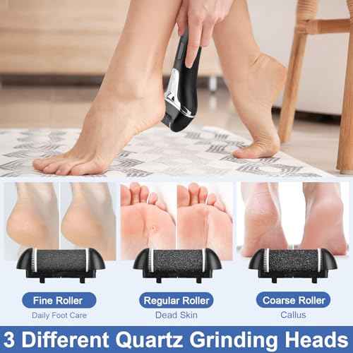 Electric Foot File Callus Remover for Feet - 9 pcs Roller Heads,2 Speed Foot Care Kit Waterproof Pedicure Tools,Rechargeable Foot Scrubber Pedicure kit for Dead Hard Cracked Dry Skin.