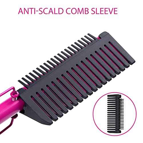 Hot Comb Anti-Scald Ceramic Heated Hair Styling Tool - Straightener, Curler, Travel-Friendly Beard Pressing Comb