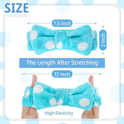 Riceshoot 24 Pcs Spa Headband Bow Hair Band for Washing Face Women Skincare Elastic Makeup Headband Coral Fleece Face Wash Facial Head Wraps Hair lace for Cosmetic Shower