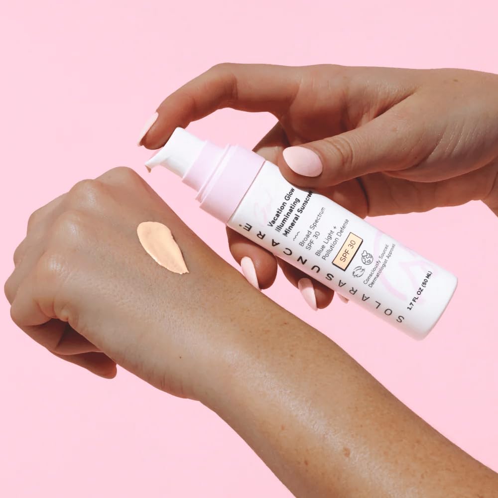 Solara Suncare - Go! Vacation Glow Illuminating Tinted Moisturizer, SPF 30 | EWG Verified, Vegan, Cruelty Free, Reef friendly | Unscented, Lightweight, Safe For Sensitive Skin (1.7 fl oz | 50 ml)
