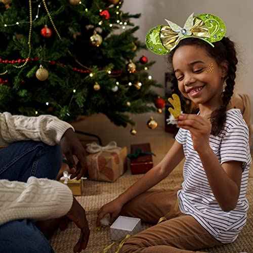 Bow Ear Headbands for Women, Sequin Tinker Bell Mouse Ear Headbands for Adult