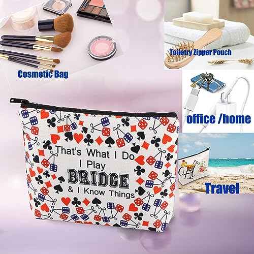 PXTIDY Lucky Bridge Casino Bag Gambler Bridge Players Gifts That What I Do I Play Bridge Gamble Travel Zipper Pouch Bridge Card Game Gift