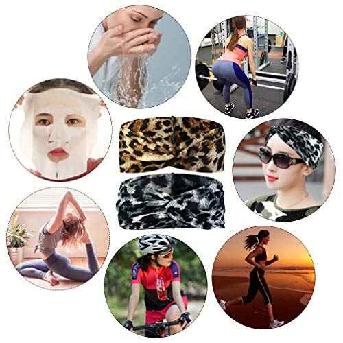 6pcs Camo Leopard Headbands Elastic Bow Hairband Turban Twisted Head Wrap Knot Hair Accessories for Women Girls Running Sport Travel