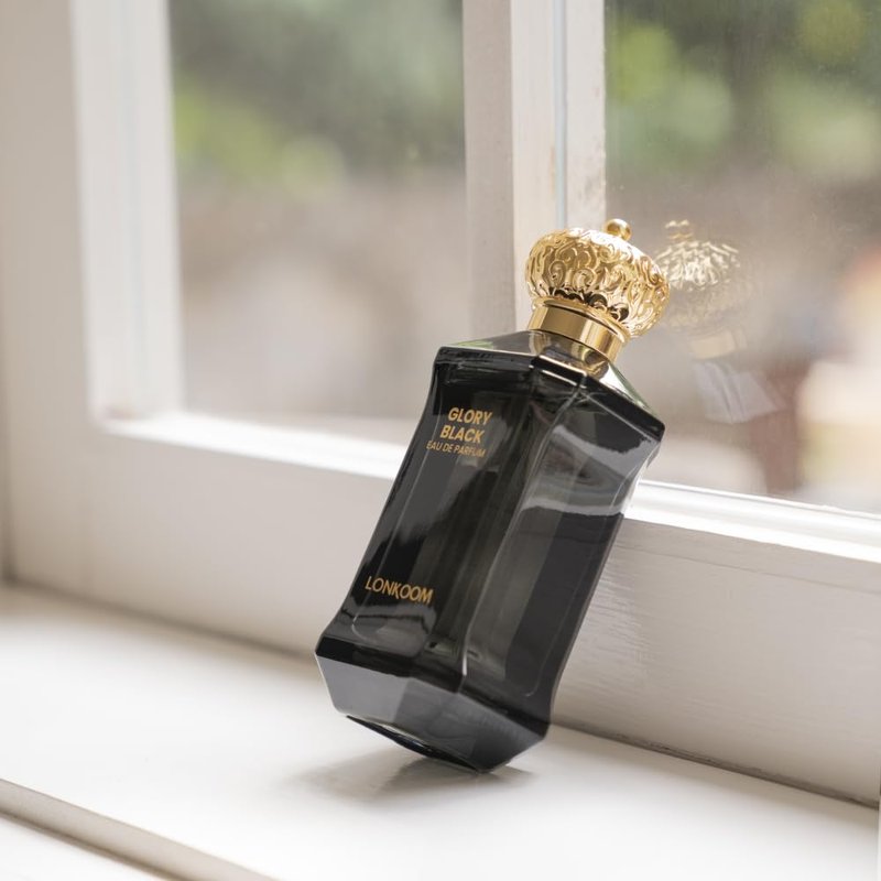 LONKOOM Regal Black Perfume for Men, Woody Spicy Eau De Parfum Spray Long-Lasting Fragrance Cologne 3.4 Fl Oz/100ml, Notes of Frankincense Black Pepper Bergamot Vetiver Papyrus Sandalwood Rose Saffron