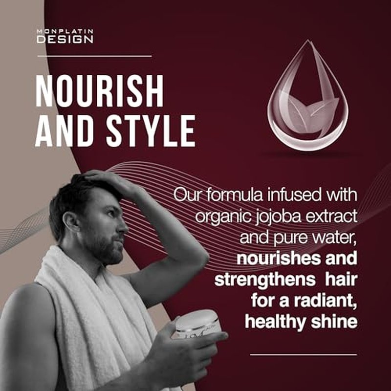 Mon Platin Professional Hair Wax - 150 ml Moisturizing Grooming Wax for Men's Wet and Shiny Look Styling with Jojoba Oil Essence and Pure Water for Scalp Enrichment