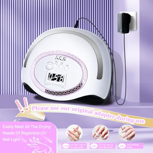 288W UV Nail Lamp, LKE UV Light for Gel Nails with 4Timers Professional UV Nail Light,LCD Display (Extra Medium)