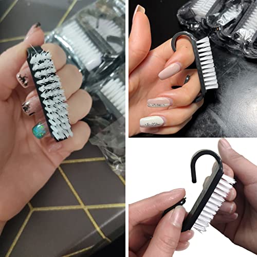 Nail Cleaning Brush- 20 Pcs Home Plastic Nail Brushes with Black Handle Grip Fingernial Brush Cleaner Travel Portable Nail Art Manicure Tools for Toes and Nails
