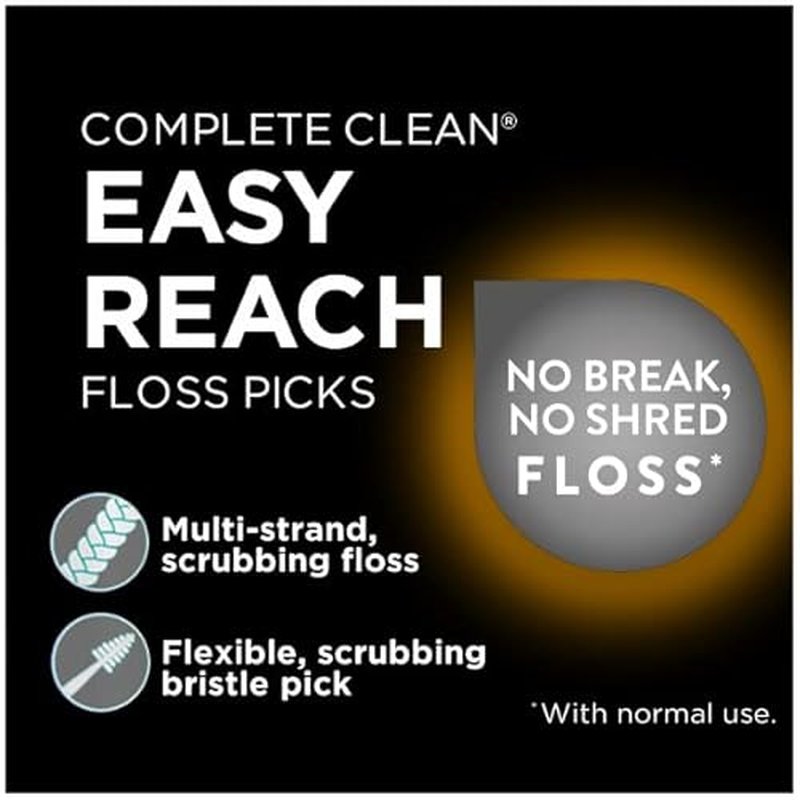 DenTek Complete Clean Easy Reach Floss Picks, No Break & No Shred Floss, 75 Count (Pack of 12)