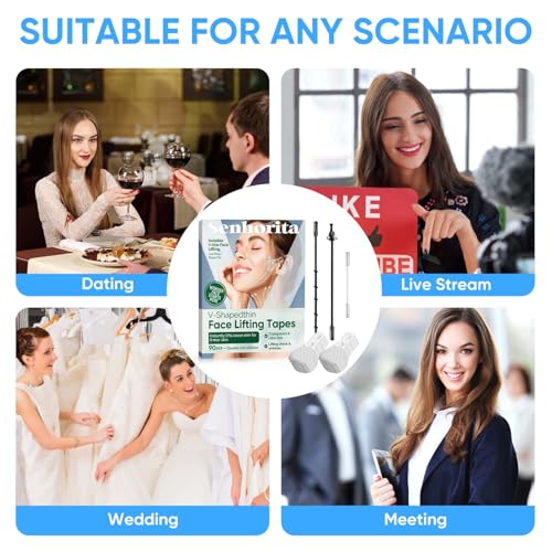 TANGDIAABBCC Face Lifting Tape, 90PCS Face Lift Tape Invisible for Double Chin, V-line Face Lifting & Tightening, Ultra-thin & High Elasticity Face Tape Hiding Facial Wrinkles