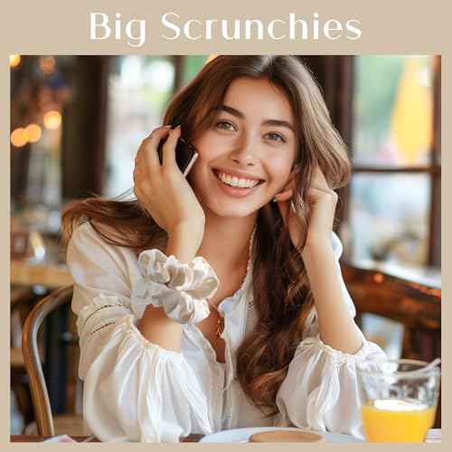 Lolalet Big Scrunchies for Women, 5.9 Inch Large Satin Scrunchies Jumbo Oversized Elastic Hair Ties Extra Large Giant Hair Bands -4 Pack, Style D