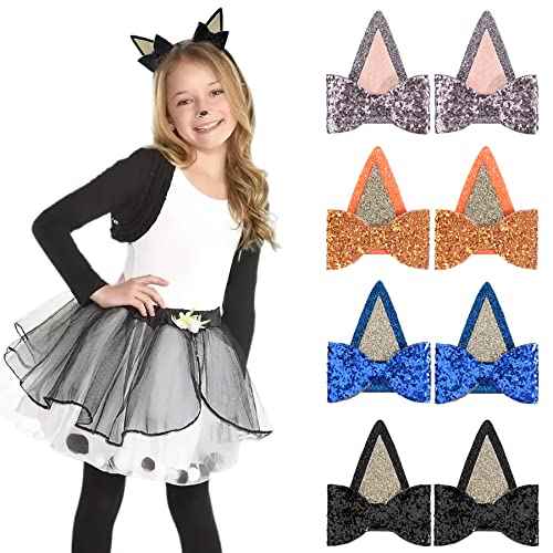 Qearl 12PCS Dog Ears Hair Clips Glitter Hair Bows Clips Cute Blue Hair Accessories for Toddler Girls Birthday Party Supplies in 6 pair
