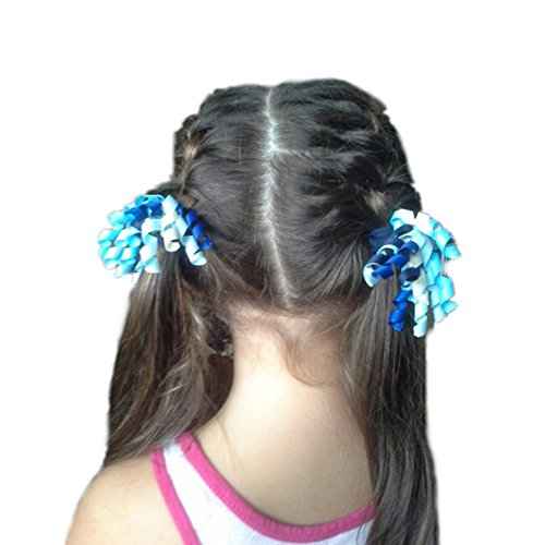 Pack of 18 Mix Color Boutique Girls' Curly Korker Bow Hair Ties