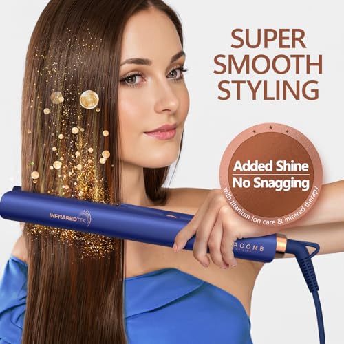 Titanium Flat Iron Hair Straightener | MIRACOMB Professional Straightening Iron Styler with Infrared Light for Straight and Smooth Styles|1" Premium 2 in 1 Styling Tool with Digital Heat Settings