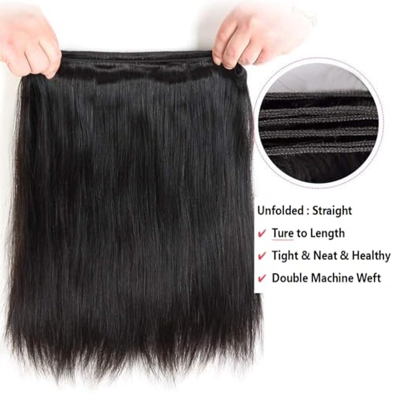 10A Straight Hair Bundles Brazilian 22 24 26 Inch 100% Unprocessed Virgin Hair Straight Weave Bundles Human Hair 3 Bundles Deals for Woman