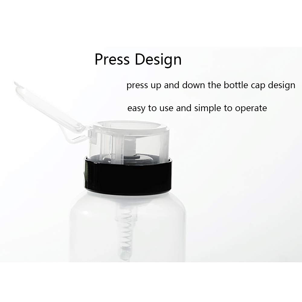 Hedume 16 Pack Push Down Empty Lockable Pump Dispenser Bottle, 6.8oz Professional Push Down Liquid Pumping Empty Bottle Dispenser for Nail Polish and Makeup Remover