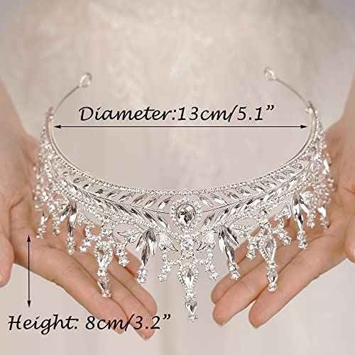 JWICOS Baroque Queen Crown for Women Rhinestone Crystal Wedding Crown Tiara and Crown for Costume Party Photography Wedding
