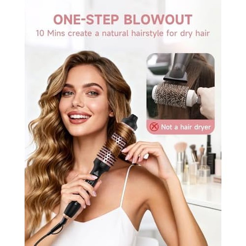 Thermal Brush, FLYZEMAA 1.5 Inch Curling Brush for Long Dry Hair, Heated Round Brush with 3 Temp Settings, 30s Fast Heat for Curling & Volumizing, Anti-Scald Nylon Bristles, Dual Voltage (Black)