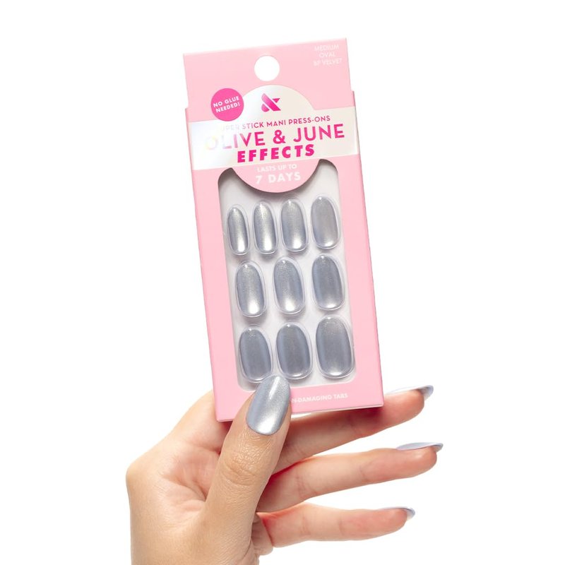 Press-On Nails - Olive & June Effects Super Stick | Oval Medium | 32 Tabs in 16 Sizes | Non-Toxic & Easy On-Off