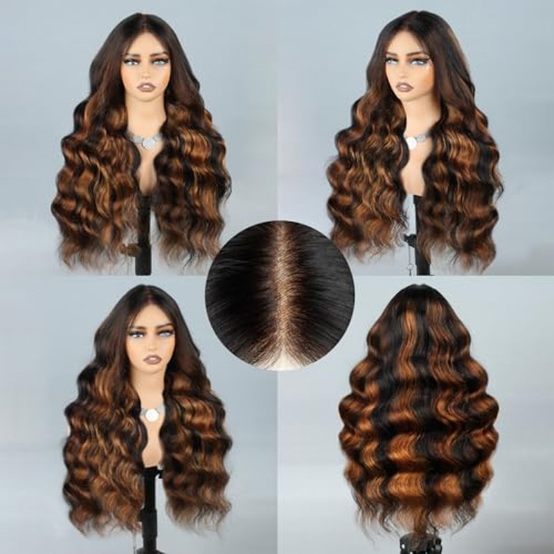 9x6 Glueless Wigs Human Hair Pre Plucked Pre Cut 1B/30 Highlight Body Wave Wear and Go Glueless Wigs Human Hair for Women Bleached Tiny Knots Body Wave Human Hair Wigs 210% Density 20 Inch