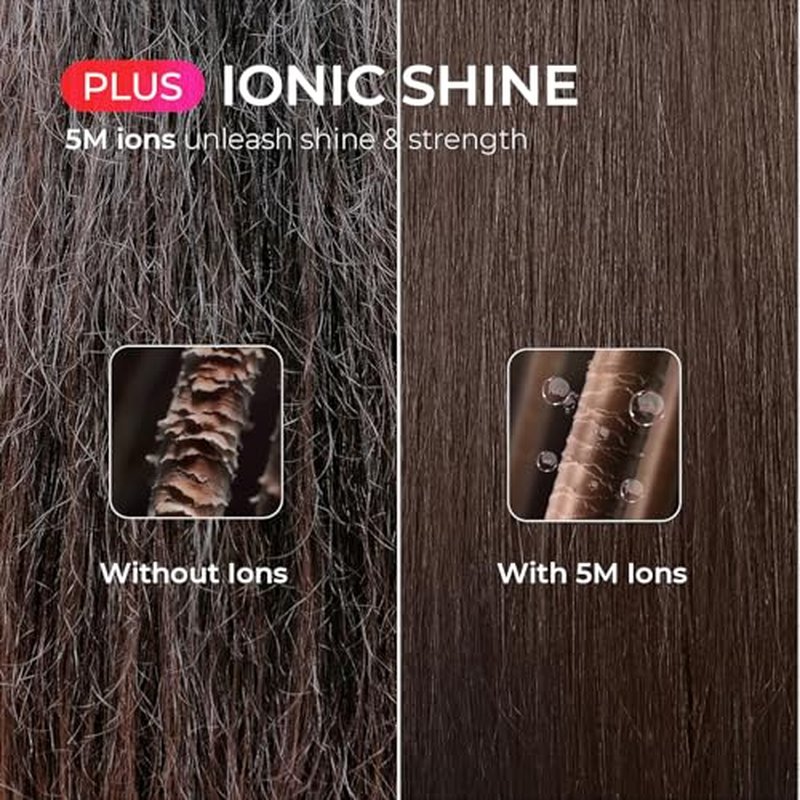TYMO Ring Plus Ionic Hair Straightener Brush - Straightening Comb with Negative Ions for Women, Titanium Coating, 9 Temp Settings & LED Display, Dual Voltage, Professional Styling Tools