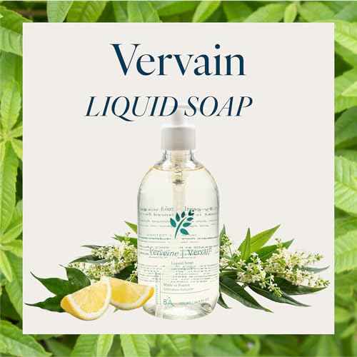 Provence Sante Natural Liquid Soap - Moisturizing Almond Oil Hand Soap with Lemon Vervain Scent - Elegant Pump Dispenser for Kitchen & Bath (16.9 oz)