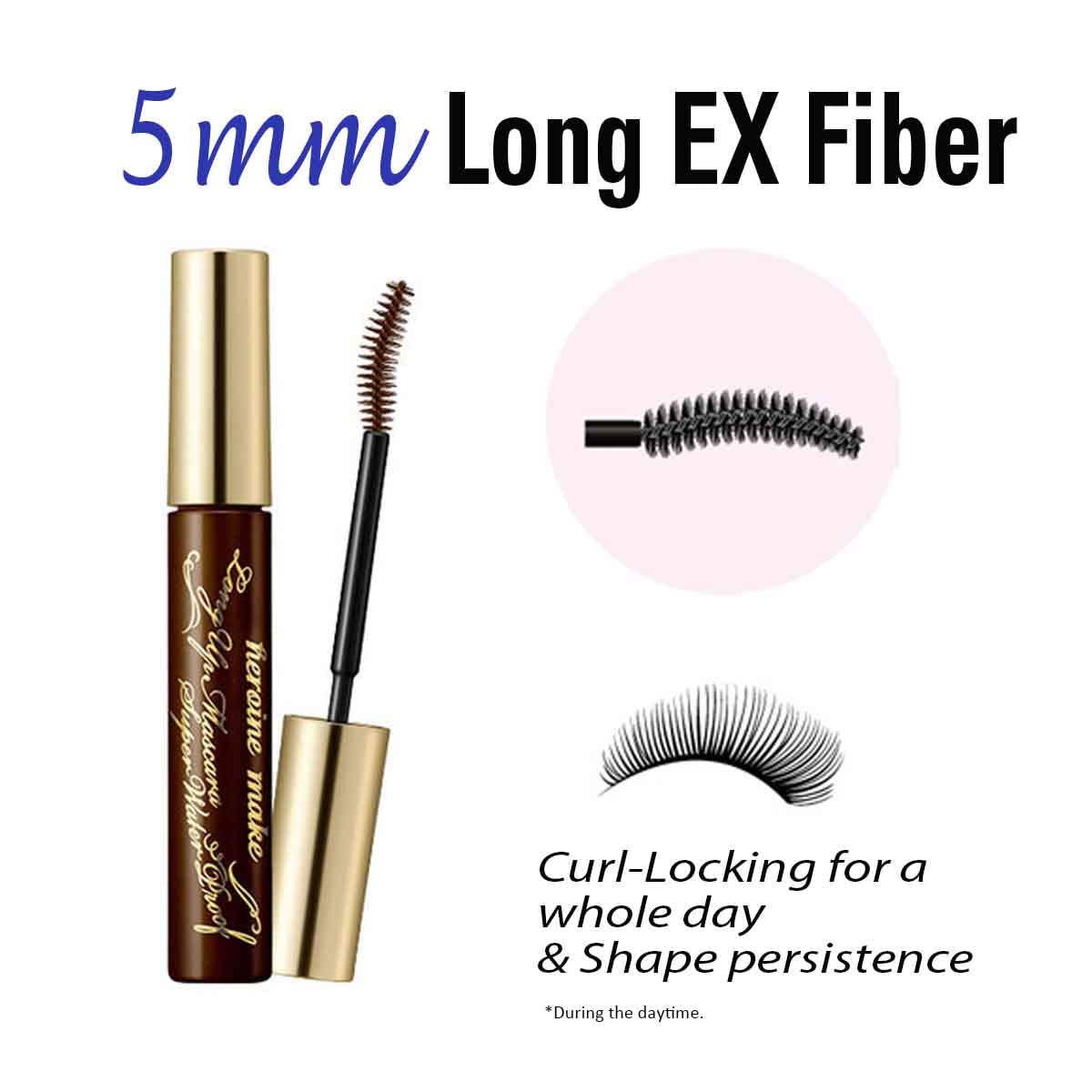 Heroine Make by KissMe Long & Curl Mascara + Eye Makeup Remover | Waterproof & Gentle Makeup Remover Liquid | Brown Mascara with Volumizing, Curling Formula | Japanese Makeup