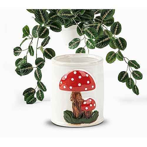Mushroom Makeup Brush Holder Ceramic Makeup Brush Organizer White Make Up Brush Holder Organizer