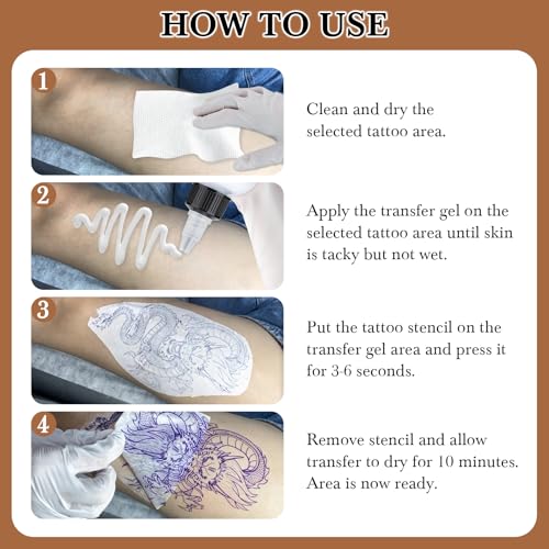 Tattoo Stencil Transfer Gel Solution, Tattoo Stencil Gel, Tattoo Transfer Gel for Transfer Stickers Paper Machine Stencils, Tattoo Supplies Accessories for Tattoo Artists & Beginners