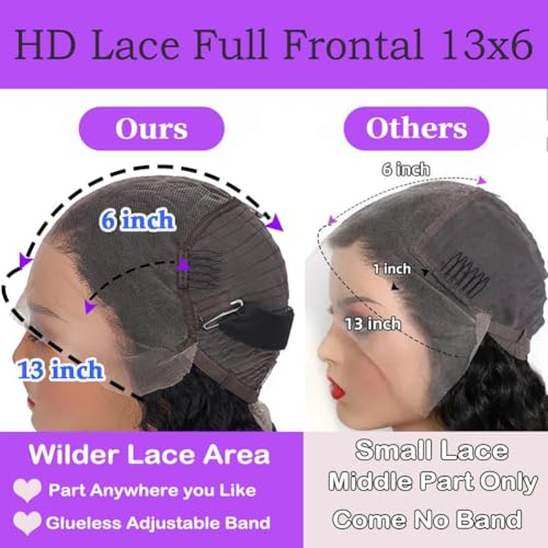 30 Inch 13x6 Body Wave Lace Front Wigs Human Hair 200% Density HD Lace Front Wigs Human Hair Pre Plucked Natural Color Glueless Wig 100% Virgin Lace Front Wigs for Women