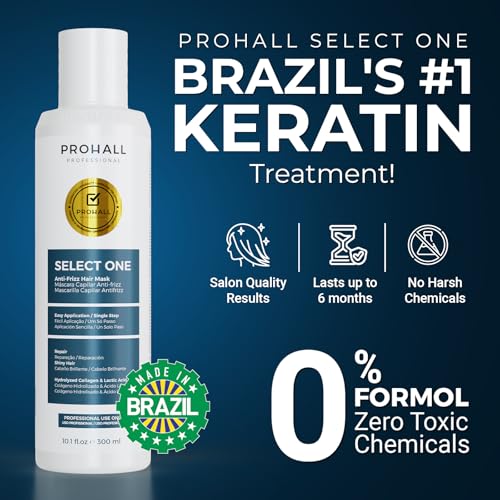 Brazilian Keratin Treatment Blowout Complex-PROHALL SELECT ONE 10.1oz/300ml-Formaldehyde Free Keratin Hair Treatment at Home-Queratina Brasile?a Keratina Para Alisar el Pelo Sin Formol