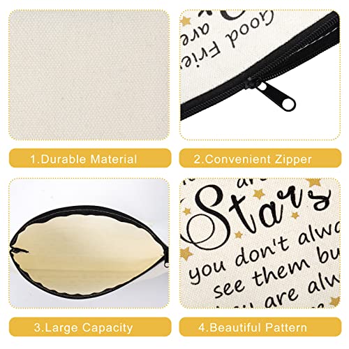 18 Pieces Friendship Gifts for Women Good Friends Are Like Stars Cosmetic Bags Birthday Christmas Gifts for Friends Roommate, BFF, Female, Lady, Travel Toiletry Organizer Makeup Pouch with Zipper