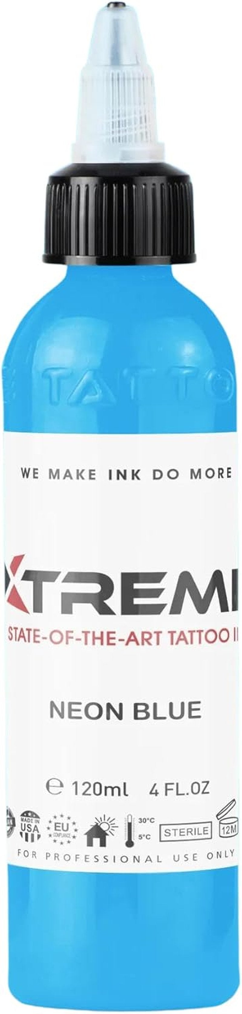 Xtreme Tattoo Ink - Versatile Medium Viscosity Neon Blue Tattoo Ink for Precision Tattooing | 4 oz