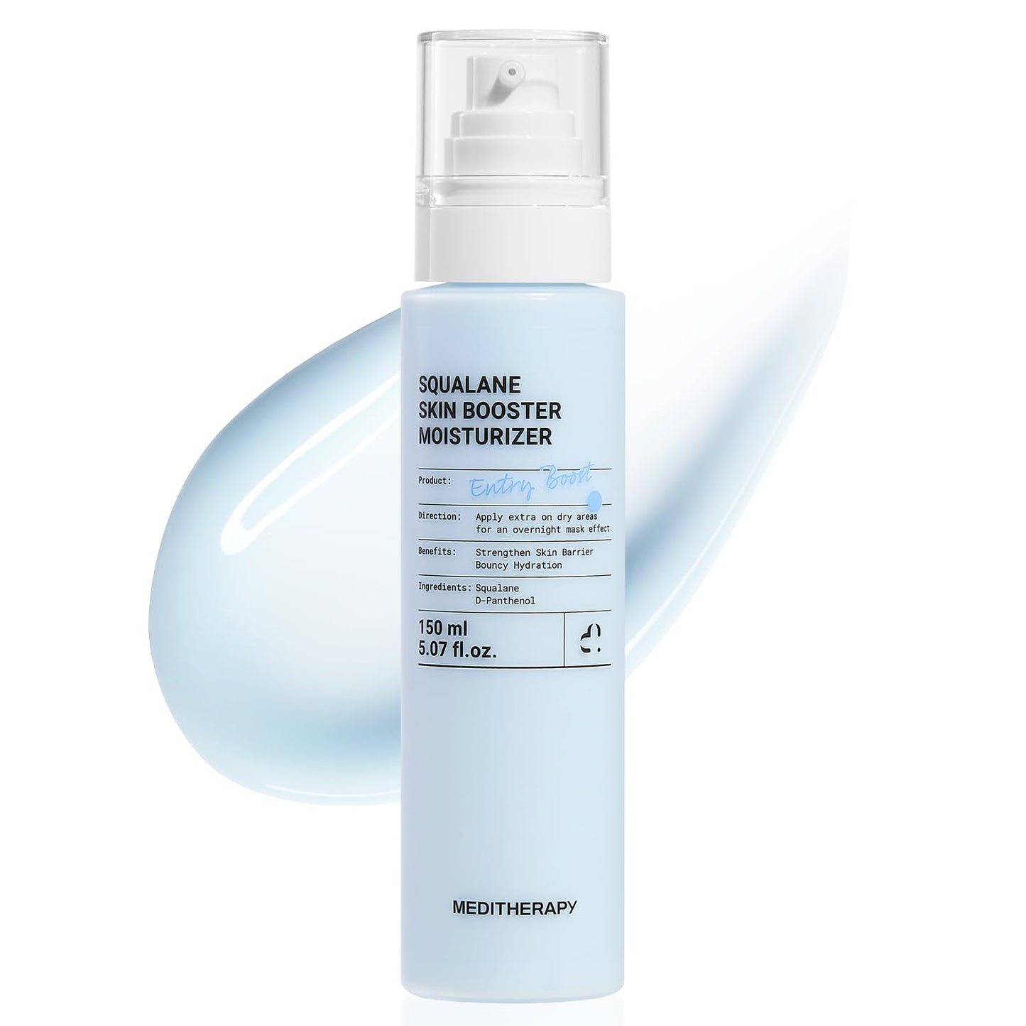 MEDITHERAPY Squalane Skin Booster Moisturizer – 8% Squalane + Panthenol + Hyaluronic Acid | Hydrating Moisturizer Face Cream for Dry Sensitive Skin | Lightweight Non-Greasy Barrier-Support 5.07 fl oz